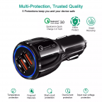 12V/24V Quick charge CE/Rosh/FCC Dual USB QC3.0 Car fast Charger for iPhone x xs max for Samsung cellphon
