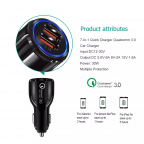 12V/24V Quick charge CE/Rosh/FCC Dual USB QC3.0 Car fast Charger for iPhone x xs max for Samsung cellphon